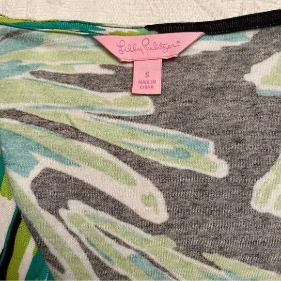 Lilly Pulitzer Wrap Dress Green Ruffle Necklace Women’s S - Picture 4 of 6